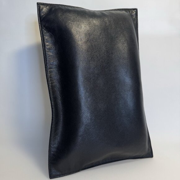 Jill Sander Black Lambskin Leather Minimalist Envelope Clutch Zipper - Picture 1 of 10